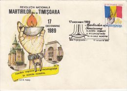 ROMANIAN 1989 REVOLUTION, TIMISOARA MARTYRS, SPECIAL COVER, 1990, ROMANIA - Covers & Documents