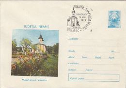 VARATEC MONASTERY, COVER STATIONERY, ENTIER POSTAL, 1991, ROMANIA - Abbayes & Monastères