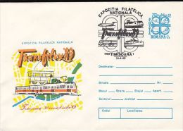 TRANSPORTS, TRAM, TRAMWAY, TRAIN, TRUCK, PLANE, SHIP, COVER STATIONERY, ENTIER POSTAL, 1989, ROMANIA - Tramways