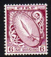 Ireland 1940 6d Definitive, E Wmk., Hinged Mint - Used Stamps