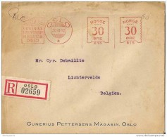 Noorwegen Aangetekend / Recommandé : Oslo Naar Lichtervelde / Machinefrankering EMA - Storia Postale