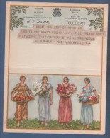 JOLI TELEGRAMME ROYAUME DE BELGIQUE 1943 - ILLUSTRATEUR FEMMES AVEC PANIERS DE FLEURS - A. 12 ( F.V.) - Telegrams