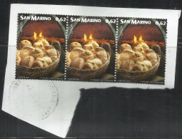 SAN MARINO 2005 EUROPA UNITA CEPT LA GASTRONOMIA € 0,62 STRISCIA USATA STRIP USED OBLITERE´ - Gebruikt