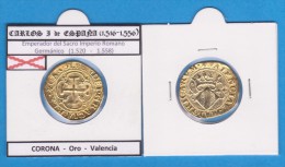 ESPAÑA (época Medieval)  CARLOS I De España (1.516-1.556)  CORONA-Oro-Valencia SC/UNC Réplica T-DL-11.469 - Premières Frappes