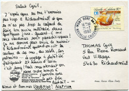 NOUVELLE-CALEDONIE CARTE POSTALE DEPART MONT DORE AN. 1  21-7-1992 POUR LA FRANCE - Storia Postale