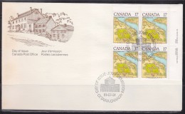 = Enveloppe 1er Jour Canada Ottawa 31.07.81 Illustration Rue King 4 Timbres En 1 Bloc Coin De Feuille Carte - 1981-1990
