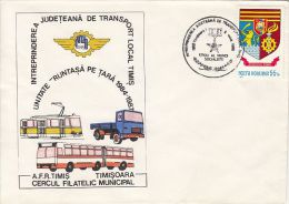 34435- TRAM, TRAMWAY, BUSS, TRUCK, SPECIAL COVER, 1987, ROMANIA - Tramways