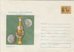 34441- DACIAN AND ROMAN RELICS, JUG, COINS, ARCHAEOLOGY, COVER STATIONERY, 1976, ROMANIA - Arqueología