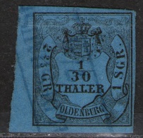 Dedeshausen Auf 1/10 Thaler Blau - Oldenburg Nr. 2 III - Randstück - Pracht - Oldenbourg