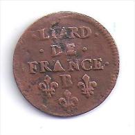 LOUIS XIIII - Liard De France  1656 B - 1643-1715 Louis XIV Le Grand