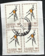 SAN MARINO 1980 OLIMPIADE DI MOSCA PALLACANESTRO SPORT OLYMPIC GAMES MOSCOW BASKET LIRE 90 QUARTINA USATO BLOCK USED - Usados