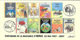 FRANCE 2007 N°03 Albums Fictifs + 2 Cachets Premier Jour FDC TINTIN KUIFJE TIM HERGE GUEBWILLER - Hergé