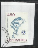 SAN MARINO 1986 CAMPIONATO MONDIALE DI TENNIS DA TAVOLO USATO USED OBLITERE´ - Gebruikt