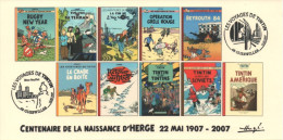 FRANCE 2007 N°06 Albums Fictifs + 2 Cachets Premier Jour FDC TINTIN KUIFJE TIM HERGE GUEBWILLER - Hergé