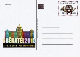 Slovakia - 2015 - Sberatel - Collector Exhibition In Prague - Postcard With Printed Stamp And Hologram - Postcards