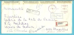 Brief Met Roodfrankeering Aangetekend Stempel IXELLES, Strookje RETOUR + LETTRE EN REBUT - 1960-79