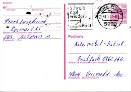 BERLIN. Carte Pré-timbrée Avec Oblitération De 1987. Château De Rheydt. Oblitération De Altena Westf. - Postcards - Used