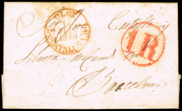 GERONA PREF. - OLOT PE7 - 1847 CARTA CIRC. A BARCELONA + PORTEO 1R - ...-1850 Prefilatelia