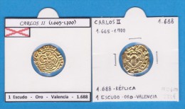 CARLOS II (1.665-1.700) 1 ESCUDO 1.688   Oro   Valencia   SC/UNC  Réplica   T-DL-11.471 - Prove & Monete Ribattute