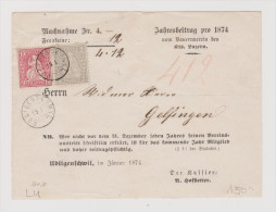 Heimat LU Udligenschwyl 1874-01-19 Zwerg-O Auf NN Nach Gelfingen Mit 10+2Rp.Sitz.H. - Lettres & Documents