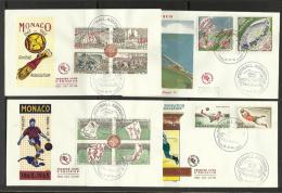 FDC  Foot Ball Soccer Monaco  8 ( 4 Enveloppes ) - Brieven En Documenten