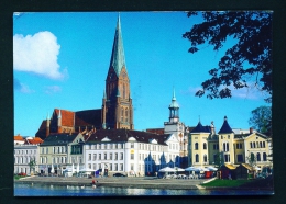GERMANY  -  Schwerin  Pfaffenteich And Church  Used Postcard As Scans - Schwerin