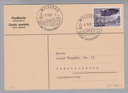 Heimat LU Willisau 1960-04-08 K-Stempel Mit Liechtensteiner Frankatur Doppelkarte - Cartas & Documentos