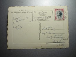 Flamme "Monaco Couronne Du Blason Méditerranée 11/08/1958 Sur Carte Postale Palais Du Prince - Briefe U. Dokumente