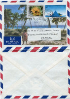 NOUVELLE-CALEDONIE LETTRE PAR AVION DEPART KOUAOUA 21-2-1985 POUR LA FRANCE - Storia Postale