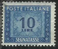 ITALIA REPUBBLICA ITALY REPUBLIC 1947 1954 SEGNATASSE POSTAGE DUE TAXES TASSE LIRE 10 RUOTA WHEEL USATO USED OBLITERE´ - Taxe