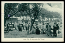 SÃO TOMÉ E PRÍNCIPE- FEIRAS E MERCADOS - Uma Vista Do Mercado( Ed.J.T.B. Bazar Africana) Carte Postale - Santo Tomé Y Príncipe