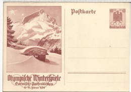 ALEMANIA REICH 1936 ENTERO POSTAL JUEGOS OLIMPICOS DE INVIERNO GARMISCH PARTENKIRCHEN SKI - Winter 1936: Garmisch-Partenkirchen