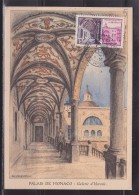 = Musée Du Timbre Palais De Monaco Carte Postale 26.4.52 N°384 La Galerie D'Hercule, Illustration CP De Cheffer - Marcofilie