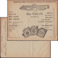 Belgique 1927. Enveloppe En Franchise Des Chèques Postaux. Pubs : Cigarettes Boule D'or, Warland, Cigarettes Fortes - Tabacco