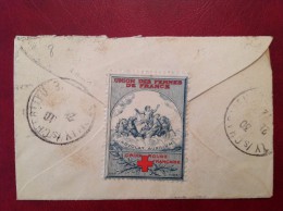 Lettre ROANNE Pour St SAINT PIERRE DE NOAILLES Fermée Par Vignette Croix Rouge Union Des Femmes De France - Rode Kruis