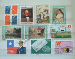 Cuba 1974 - 1975 - Sports Dominican Paintings Beiseball Allende Chile Flag Stamp On Stamp - Covers & Documents