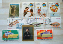 Cuba 1977 - 1978 - Paintings Sports Parachute Volley Ball Boxing Planes Marti - Cartas & Documentos