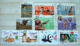 Cuba 1979 - 1980 - Paintings Olympics Moscow Boxing Volley Ball Shooting Weight Lifting Animals Panda Lions Deer Space - Briefe U. Dokumente