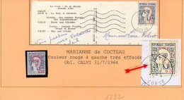FRANCE VARIETES SUR LETTRE - 1282 Rouge Très Effacé - Briefe U. Dokumente