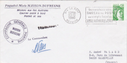 TAAF MARION DUFRESNE ILES AUSTRALES + PAQUEBOT - Sabine Gandon Obl "" 974 LE PORT REUNION 1980 "" Sur Lettre > Malzev - Expediciones Antárticas