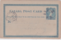 Post Card 1879 Chatham Ontario London Star Cancel - 1860-1899 Victoria