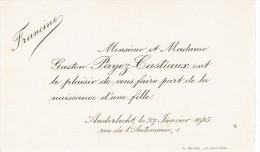 Faire-part De Naissance De Francine, Chez Gaston Payez-Castiaux, Anderlecht, 27/1/1935 - Geburt & Taufe