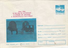 FIRST AID, BUCHAREST AMBULANCE SERVICE, COVER STATIONERY, ENTIER POSTAL, 1981, ROMANIA - First Aid