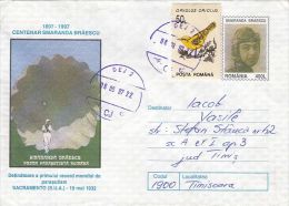 PARACHUTTING, SMARANDA BRAESCU, COVER STATIONERY, ENTIER POSTAL, 1997, ROMANIA - Parachutting