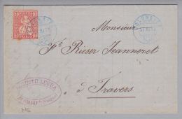 Heimat NE Colombier 1873-11-27 Blau Auf Brief Nach Travers - Covers & Documents