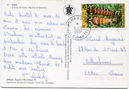 POLYNESIE CARTE POSTALE DEPART PUNAAUIA 6-4-1988 ILE TAHITI POUR LA FRANCE - Brieven En Documenten