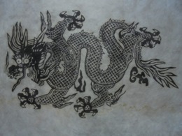Dessin Chinois Sur Papier De Riz "Dragon" - Arte Asiático