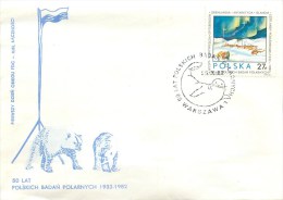 POLOGNE - POLAIRE - 1982 -  "50 LAT POLSKICH BADAN POLARNYCH 1932-1982"  - ILLUSTRATION - OURS - BEAU CACHET. - Events & Commemorations