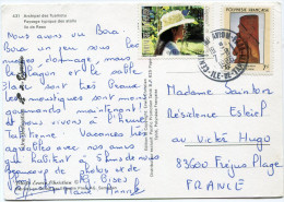 POLYNESIE CARTE POSTALE DEPART CENTRE-TRI-AVION-FAAA 7-8-1986 ILE-DE-TAHITI POUR LA FRANCE - Brieven En Documenten
