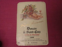 ETIQUETTE DE VIN -  1996 DOMAINE DE SAINTE CROIX  ROSE CHARMEUR COTE DE PROVENCE CARCES VAR=>USEE - Vino Rosado